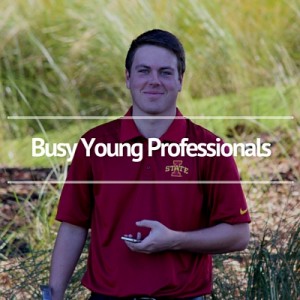 Busy young adult golfer