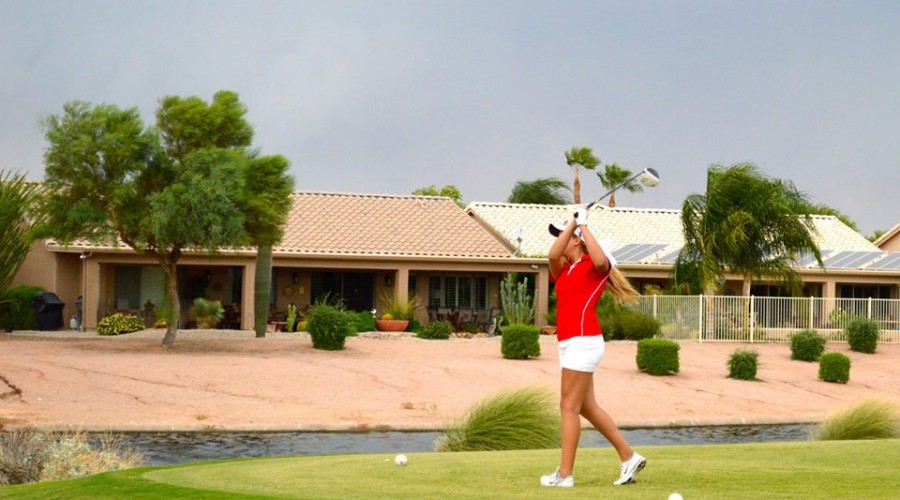 Desert Region club golf tee off