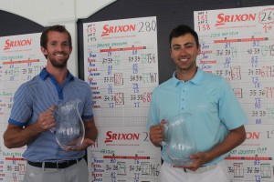 Golfers holding trophies on City Tour